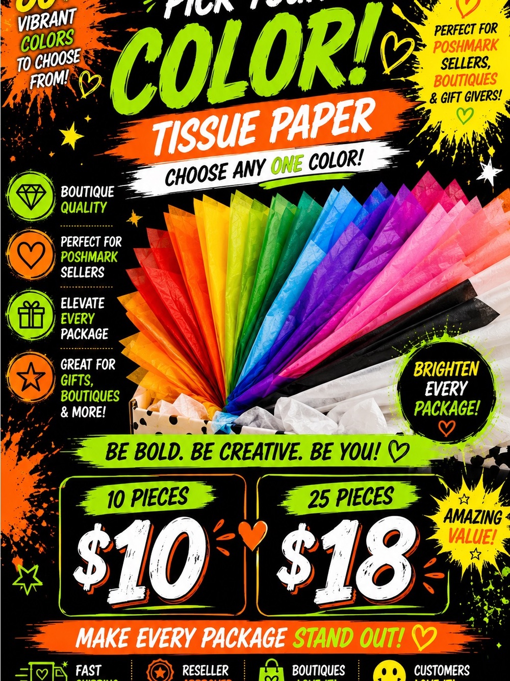 ★ Color Tissue Paper Boutique Packaging Reseller Shipping Supplies